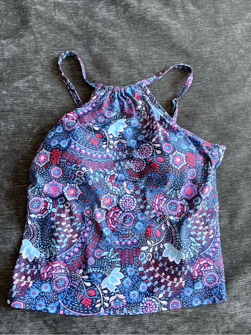 Navy Multi Floral Halter bathingsuit tankini
